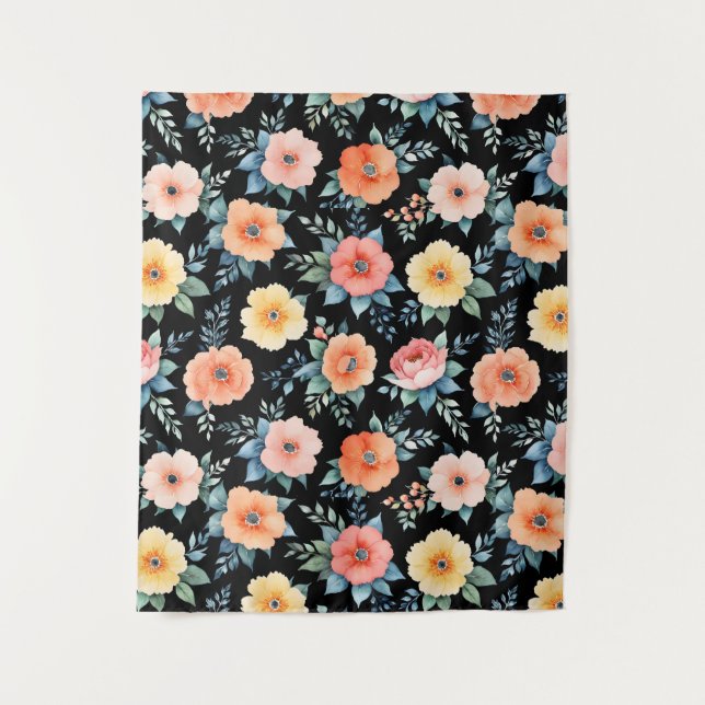 Nocturnal Bloomscape Tapestry (Front)