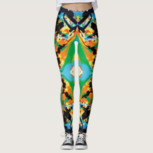 Nocturnal Butterflies yellow, blue, black splatter Leggings