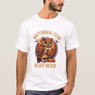 Nocturnal Club Sleep Never Owl Coffee T-Shirt