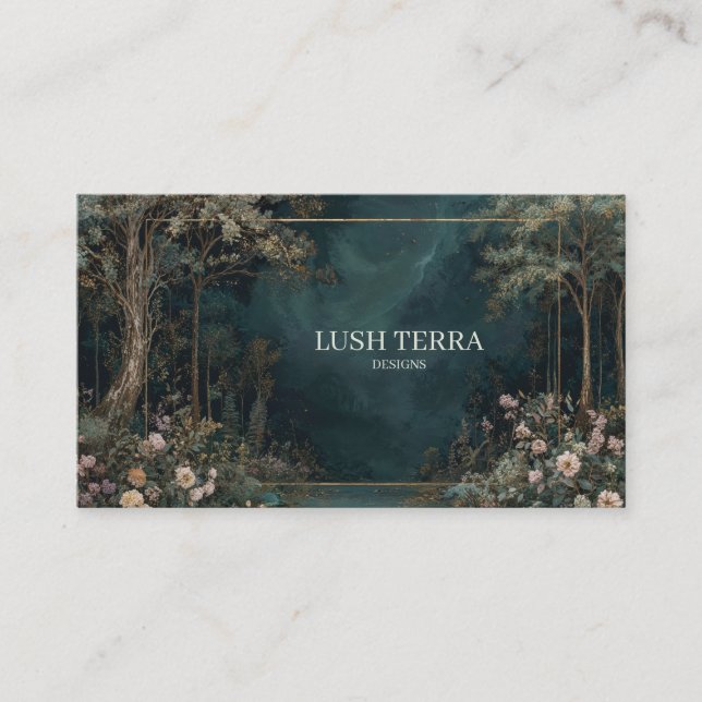 Nocturnal Enchanted Forest and Floral  Business Card (Front)