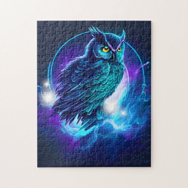 Nocturnal Enigma Glow of  Mysterious Owl Jigsaw Puzzle (Vertical)