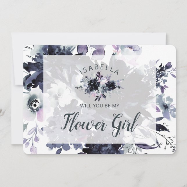 Nocturnal Floral Be My Flower Girl Proposal Card (Front)