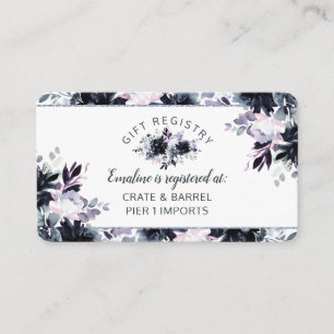 Nocturnal Floral Bridal Shower Gift Registry Enclosure Card