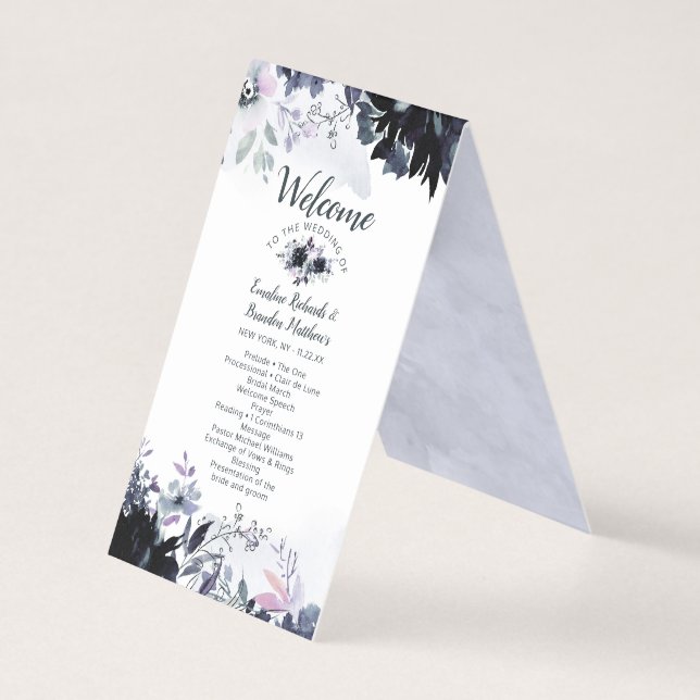 Nocturnal Floral Elegant Wedding Ceremony Program (Front)
