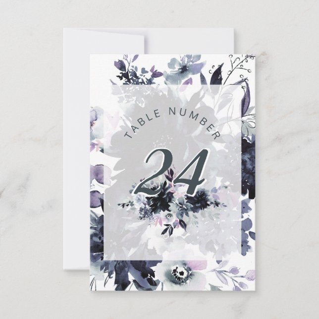 Nocturnal Floral Framed Chic Wedding Table Numbers (Front)