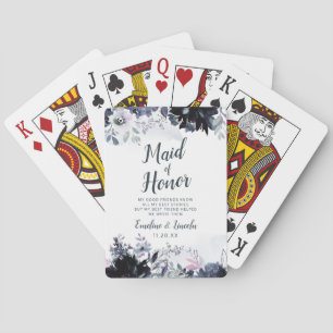 Nocturnal Floral Maid of Honour Personalised Playing Cards