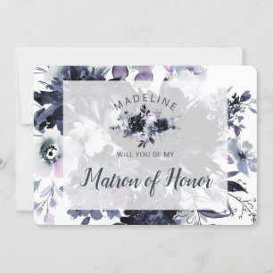 Nocturnal Floral Matron of Honour Proposal Card