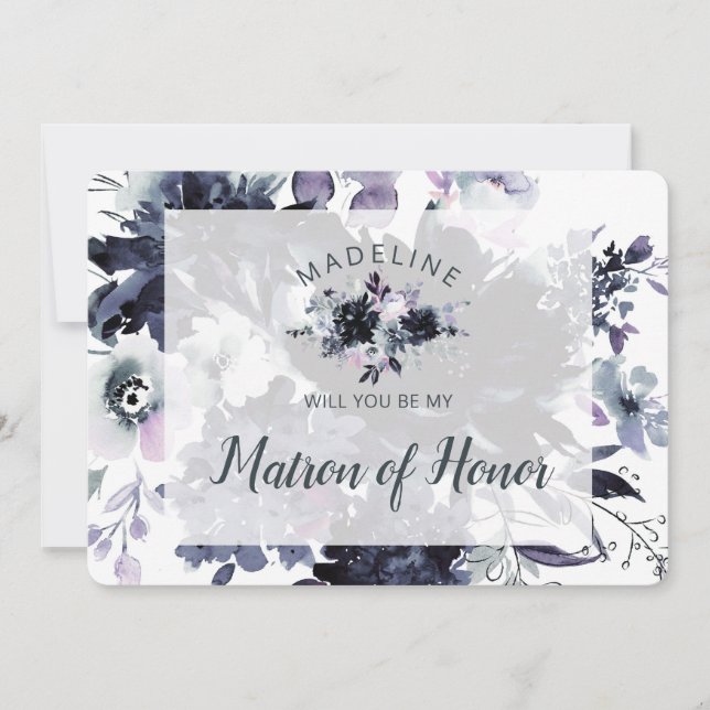 Nocturnal Floral Matron of Honour Proposal Card (Front)