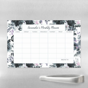 Nocturnal Floral Monthly Planner Calendar Magnetic Dry Erase Sheet