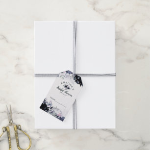 Nocturnal Floral Navy Blue Bridal Display Shower Gift Tags