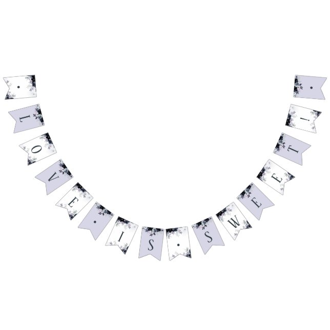 Nocturnal Floral Navy Love is Sweet Wedding Bunting (All)