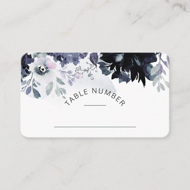 Nocturnal Floral Seating Wedding Table Number Place Card (Front)