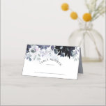 Nocturnal Floral Seating Wedding Table Number Place Card<br><div class="desc">Nocturnal Floral Watercolor Lush Flower Design with Hand Painted Stems, Vines, Leaves, Foliage. Colourful Navy blue, Dusty blue, Dark almost Black Grey, and hints of Mauve pink. With Hand Drawn Line elements, Swirly Chic Hand Lettered Brush Script Fonts, Watercolor Paint Brush Strokes, and Elegant floral Border - Wedding Reception Guest...</div>