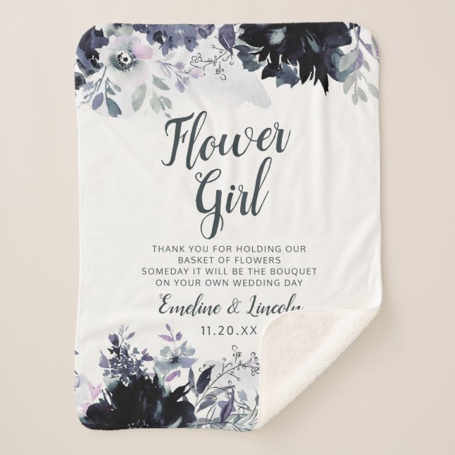 Nocturnal Floral To the Flower Girl Quote Sherpa Blanket (Front)