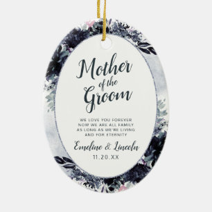 Nocturnal Floral To the Mother of the Groom Quote Ceramic Tree Decoration