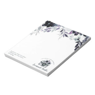 Nocturnal Floral Watercolor Custom Text & logo Notepad
