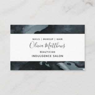 Nocturnal Floral Watercolor Navy Grey Social Media Business Card