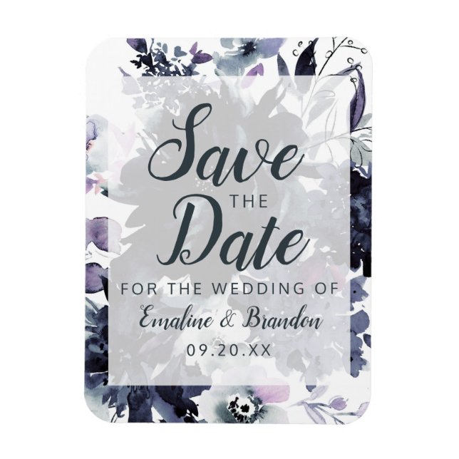 Nocturnal Floral Watercolor Trendy Save the Date Magnet (Vertical)