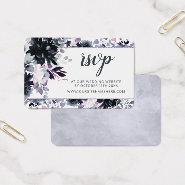 Nocturnal Floral Wedding Website RSVP Insert Cards (Office)
