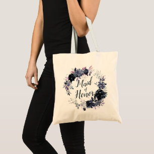 Nocturnal Floral Wreath Maid of Honour Tote Bag