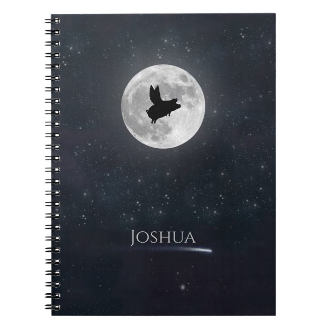 Nocturnal Flying Pig-Personalised Notebook (Front)