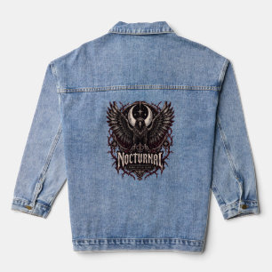 Nocturnal Gothic Owl Moon Dark Vintage Design Denim Jacket