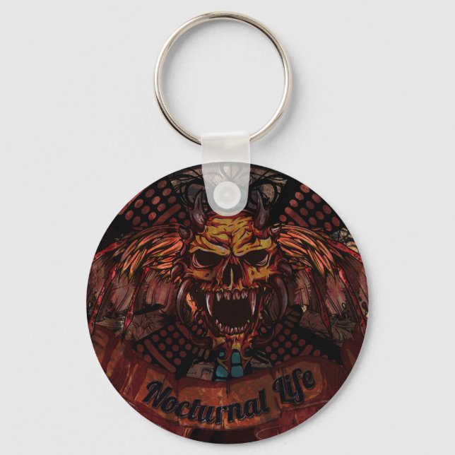 Nocturnal Life Skull Key Ring (Front)
