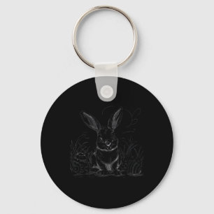 Nocturnal Rabbit Sketch Easter Men Women Youth Eas Key Ring