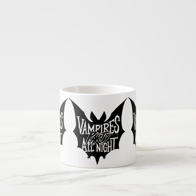 Nocturnal Revelry: Vampire's Halloween Bash Espresso Cup (Front)