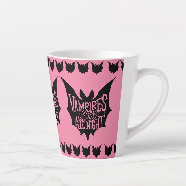 Nocturnal Revelry: Vampire's Halloween Bash Latte Mug (Right)
