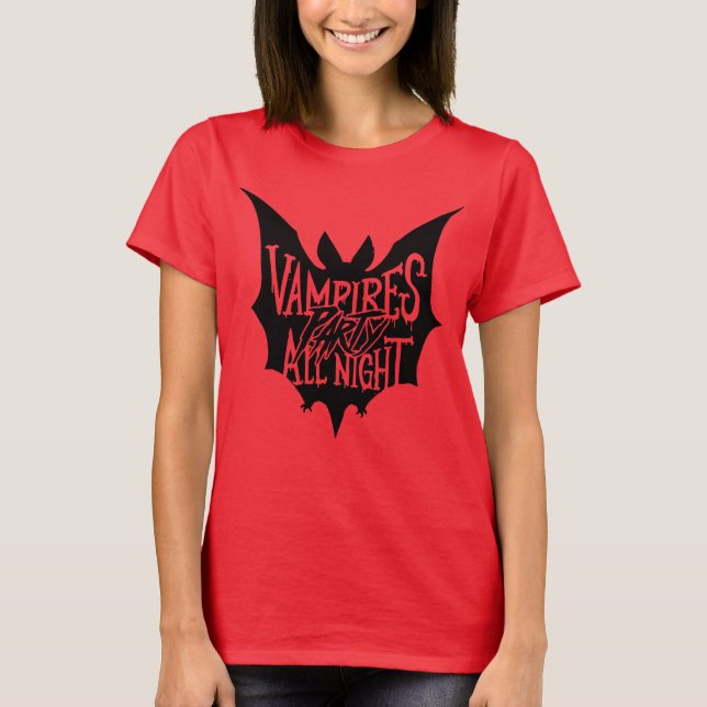 Nocturnal Revelry: Vampire's Halloween Bash T-Shirt (Front)