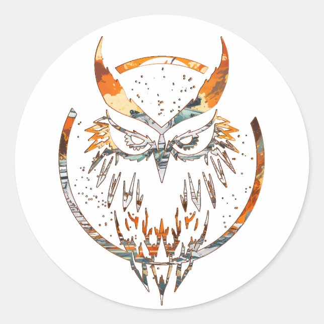 Nocturnal Revenge Tank Owl Design Classic Round Sticker (Front)