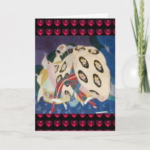 NOCTURNE WITH MASKS Art Deco Valentine's Day Heart Holiday Card