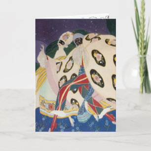 NOCTURNE WITH MASKS Art Deco Valentine's Day Holiday Card