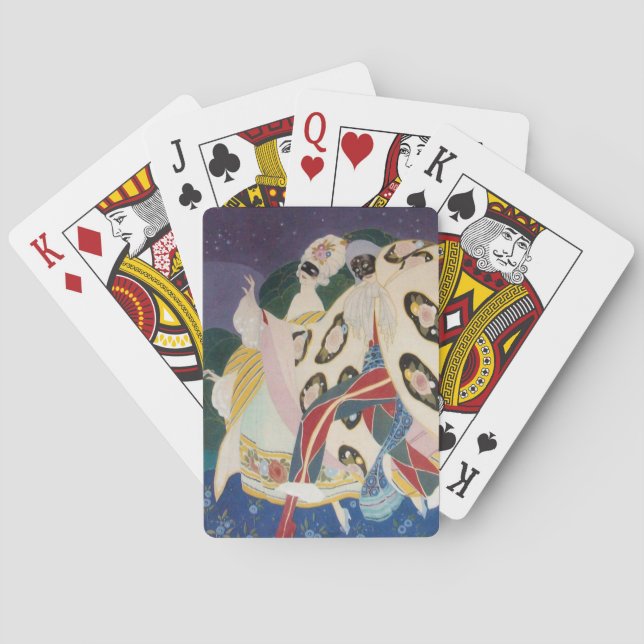 NOCTURNE WITH MASKS / Art Deco Venetian Masquerade Playing Cards (Back)