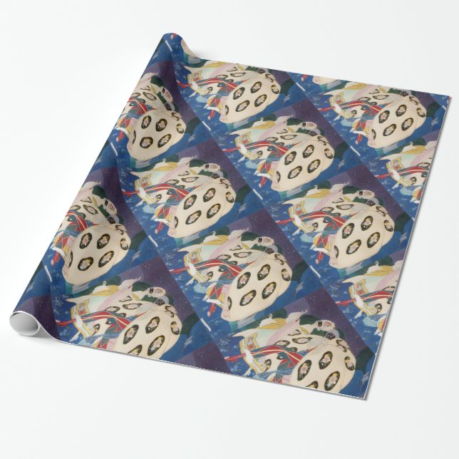 NOCTURNE WITH MASKS / Art Deco Venetian Masquerade Wrapping Paper (Unrolled)