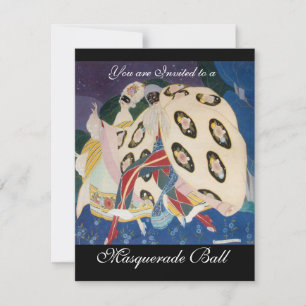 NOCTURNE WITH MASKS ,MARDI GRAS MASQUERADE BALL INVITATION