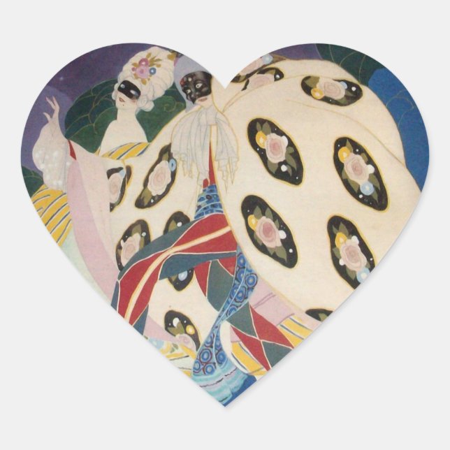 NOCTURNE WITH MASKS / Venetian Masquerade Heart Sticker (Front)