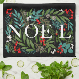 NOEL and Greenery Black Tea Towel