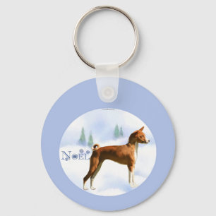 Noel Basenji Keychain