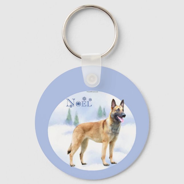 Noel Belgian Malinois Key Ring (Front)