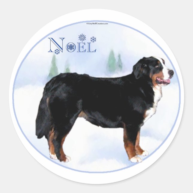 Noel Bernese Mountain Dog - Customised Classic Round Sticker (Front)