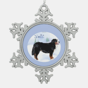 Noel Bernese Mountain Dog - Customised Snowflake Pewter Christmas Ornament