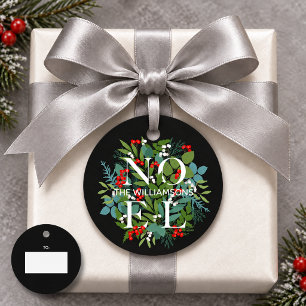 NOEL Berries Greenery Black Holiday Favour Tags