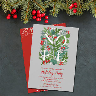 NOEL Berries Greenery Christmas Party Invitation