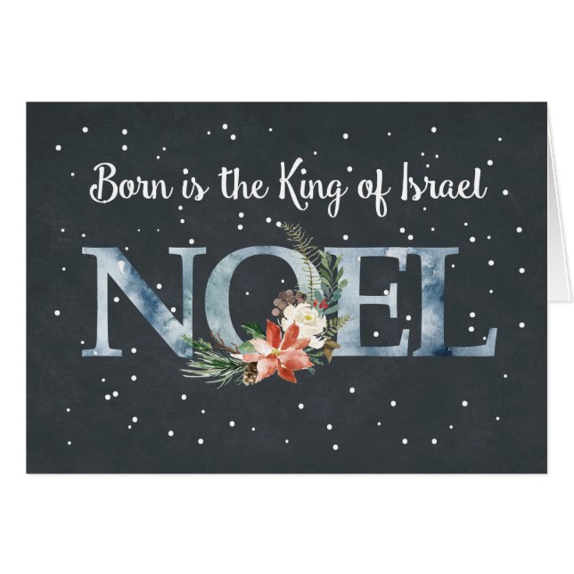 Noel Born is the King Christmas Poinsettia Black (Front Horizontal)