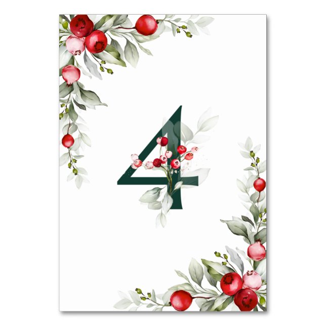 Noel Botanical Table 4 Wedding Table Number (Back)