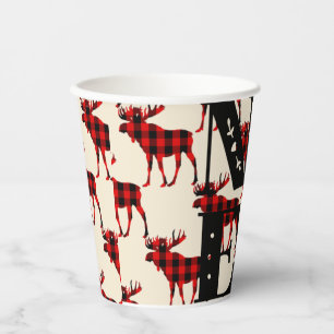 Noel Buffalo Moose Plaid Paper Cups