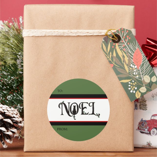 Noel Cat Gift Tag Stickers (Holiday)