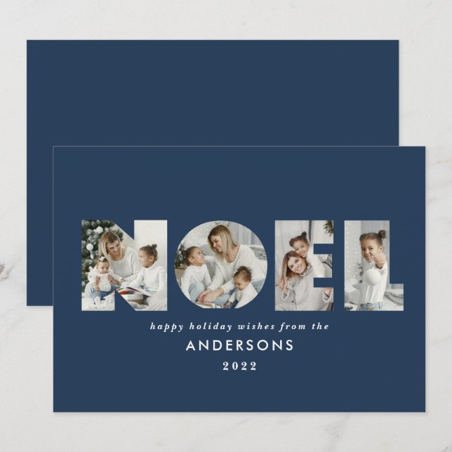 Noel Christmas bold modern 4 photo simple Holiday (Front/Back)